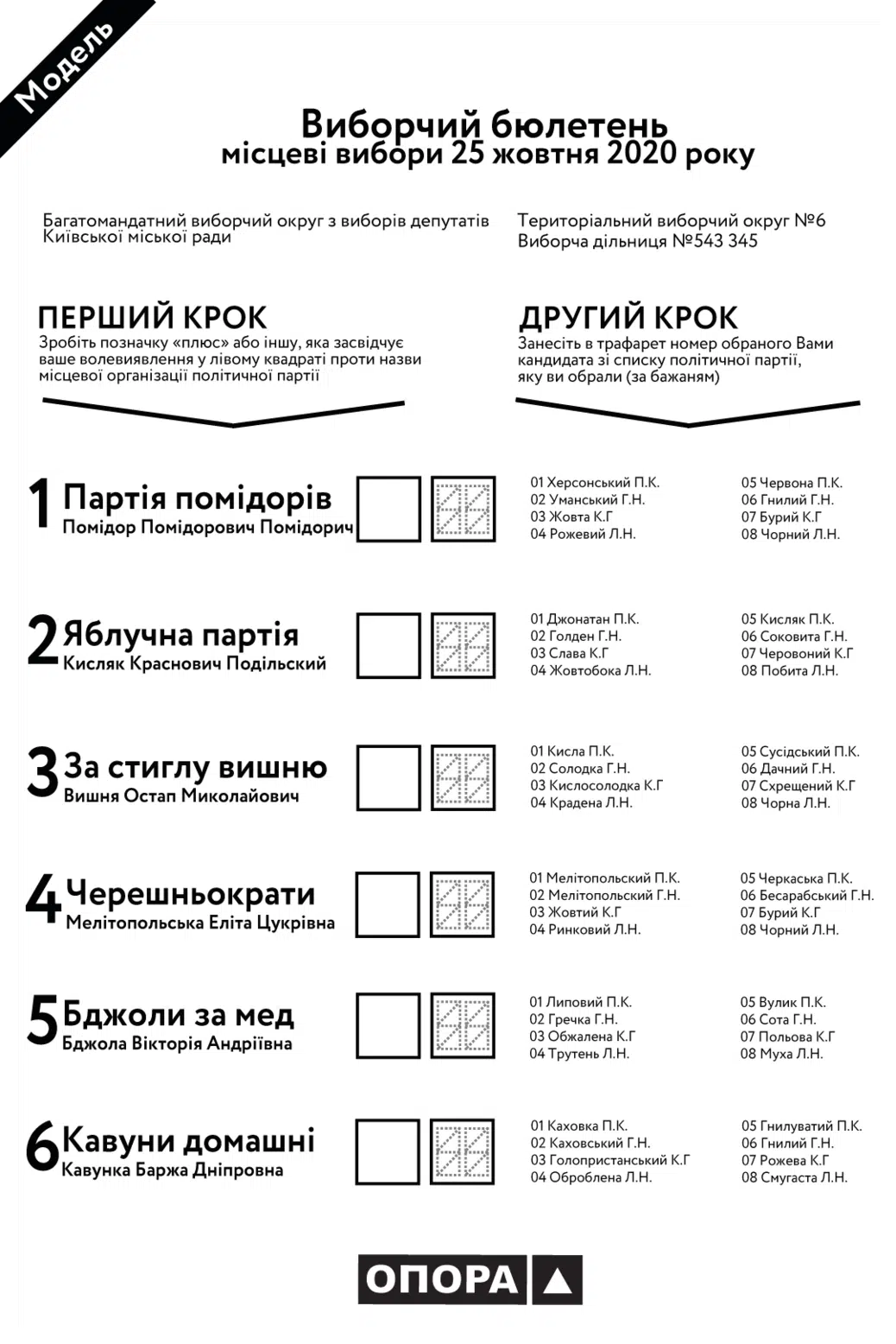 Виборчий бюлетень 2020